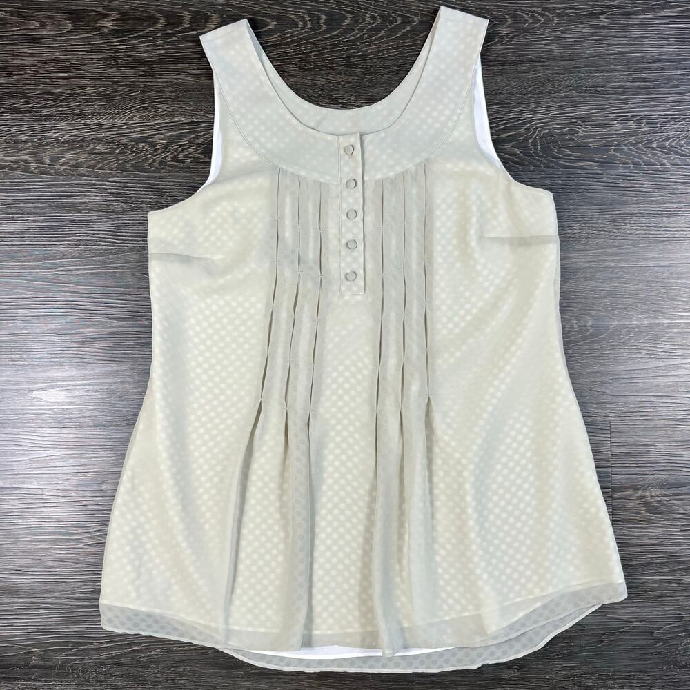 Soft Surroundings‎ Women's Sleeveless Top Size Small Sage Sheer Pleated Buttons - Picture 3 of 8